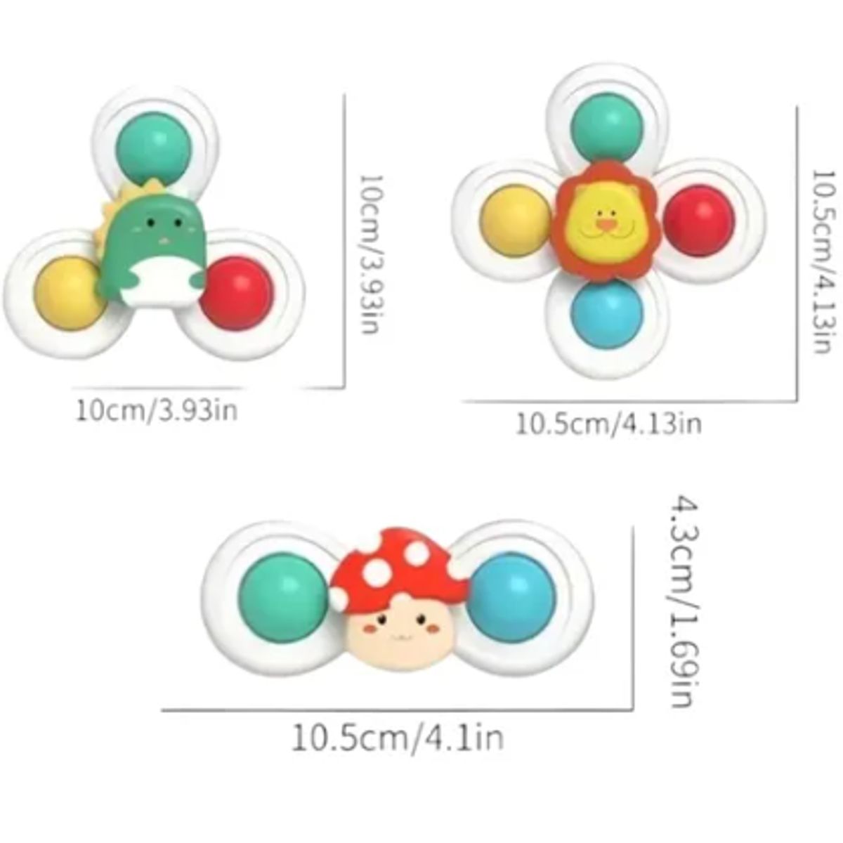 GENERICO - Spinner Juguete Bebe Caja 3 Spinner Con Ventosa Antiestrés