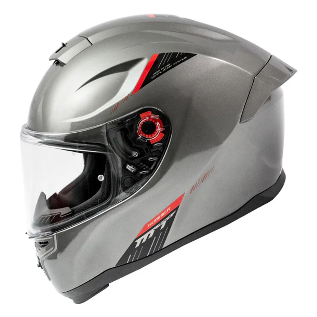 MT - Casco Para Moto MT Hummer Solid Titanium Brillo Incluye Pantalla Dark_.