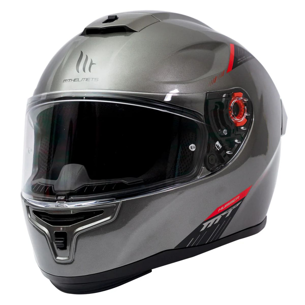 MT - Casco Para Moto MT Hummer Solid Titanium Brillo Incluye Pantalla Dark_.