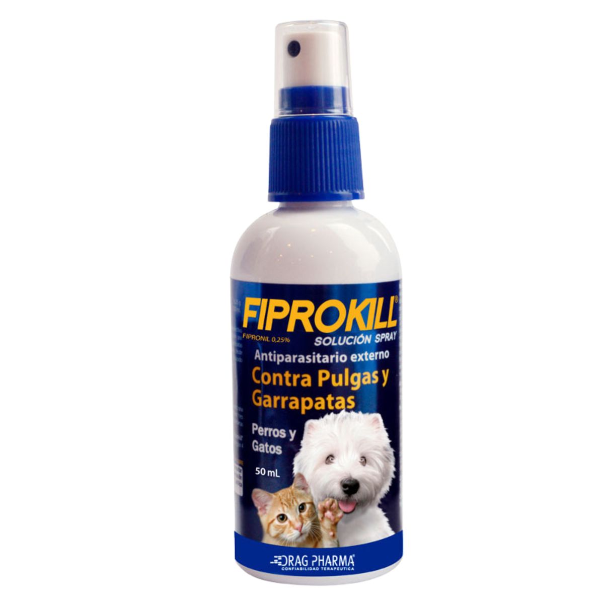 Dragpharma - Fiprokill Spray 50 ml Anti Pulgas y Garrapatas para Perros y Gatos