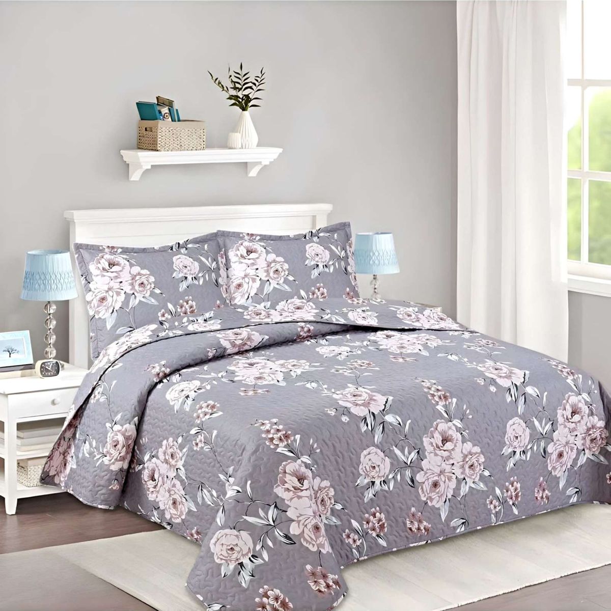 GENERICO - CUBRECAMA QUILT VERANO KING-SUPER KING BORDADO A4