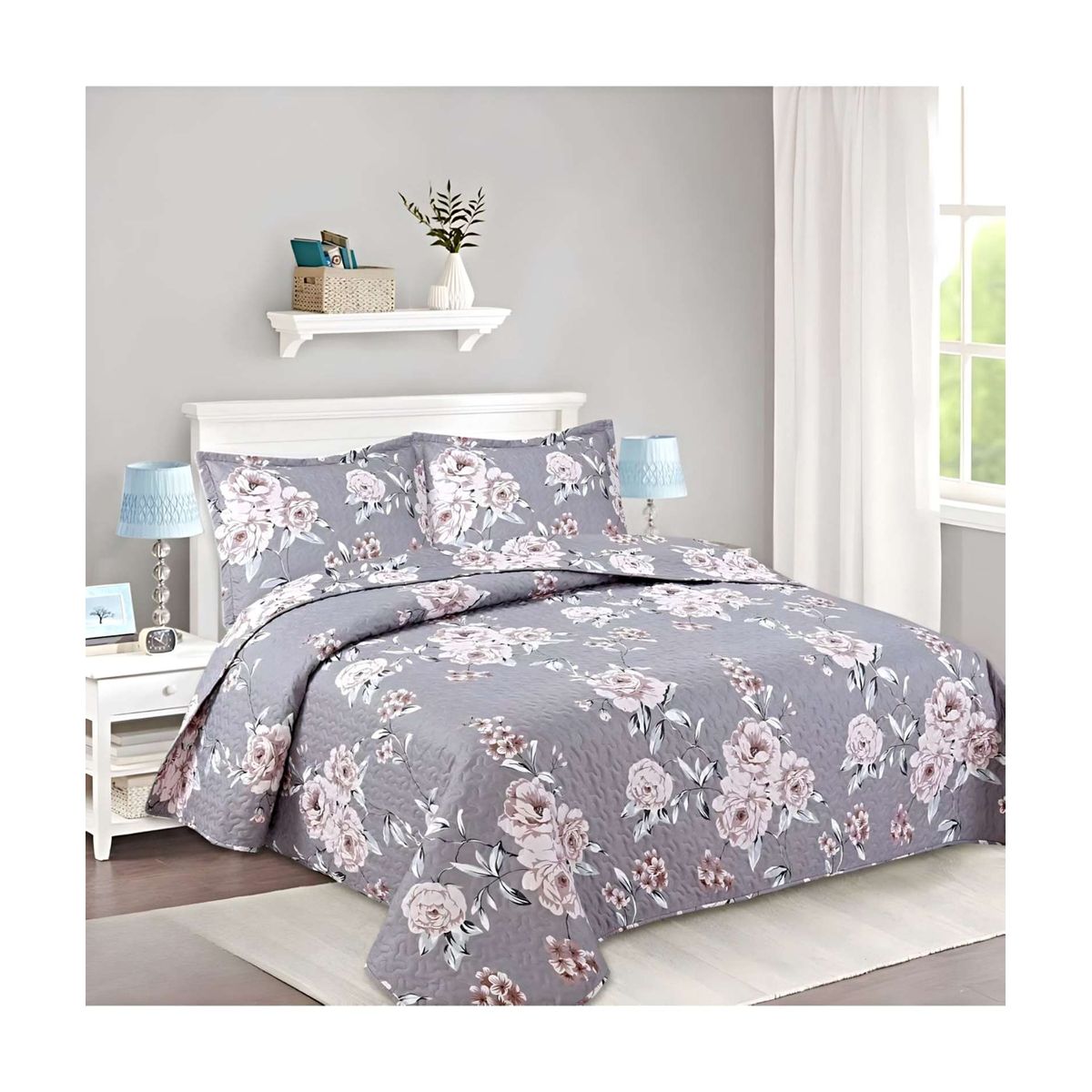 GENERICO - CUBRECAMA QUILT VERANO KING-SUPER KING BORDADO A4