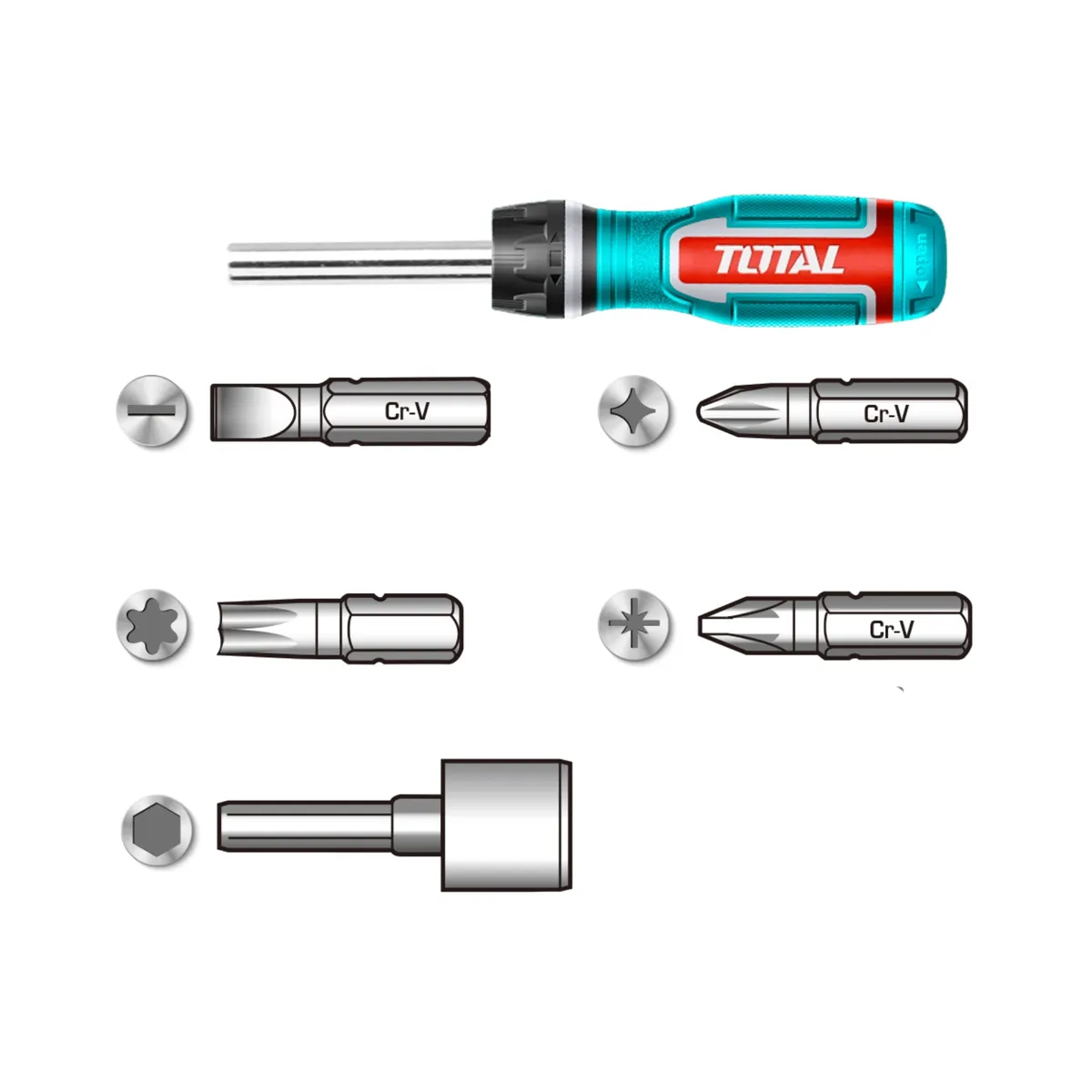 TOTAL TOOLS - Juego Destonillador y Dados 24 Piezas Total