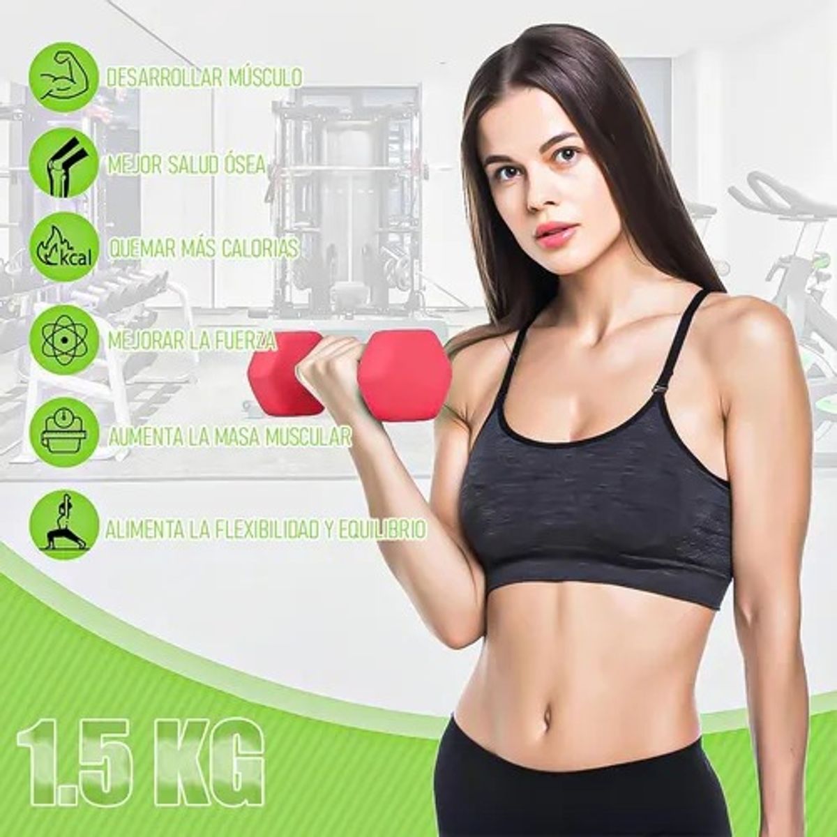 GENERICO - Mancuerna Hexagonal 1.5 Kg Set Mancuernas Mancuernas 1.5 Kg