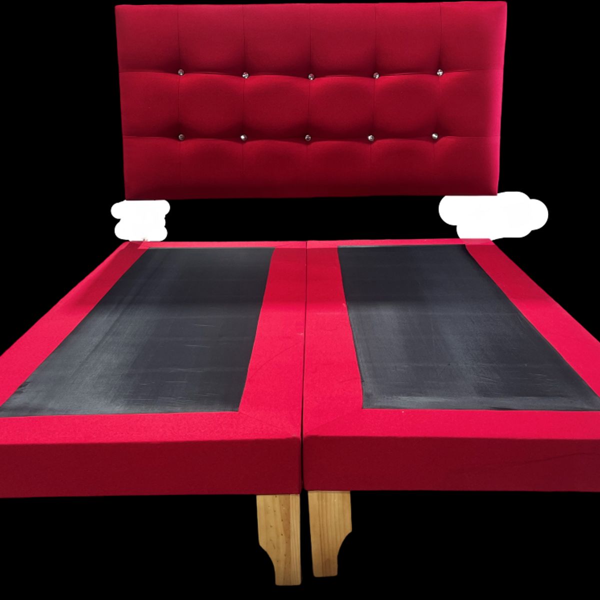 MUEBLES NEW - CAMA DOS PLAZA ROJO LINO.