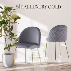 GENERICO - JUEGO COMEDOR 140X90 + 4 SILLAS LUXURY GOLD FELPA