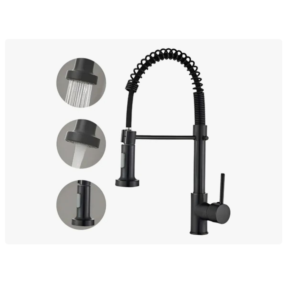 GENERICO - Llave Monomando Lavaplatos Cocina Grifo Flexible NEGRO