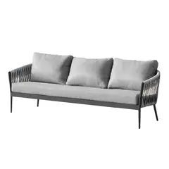 AMERITEX - Sofá de Terraza Ana 3 Cuerpos Gris