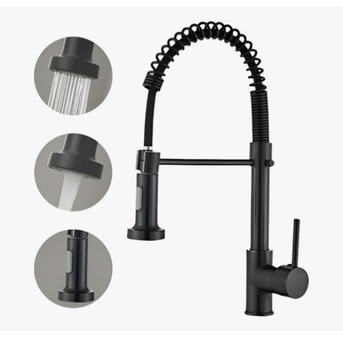 GENERICO - Llave Monomando Lavaplatos Cocina Grifo Flexible NEGRO