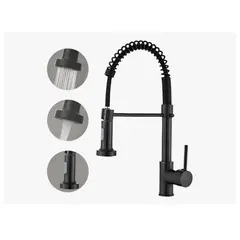 GENERICO - Llave Monomando Lavaplatos Cocina Grifo Flexible NEGRO