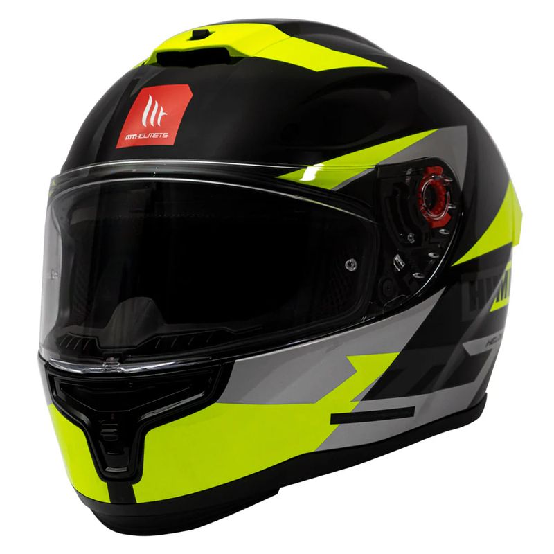 MT - Casco Para Moto MT Hummer Quo Amarillo Fluor Brillo Incluye Pantalla Dark
