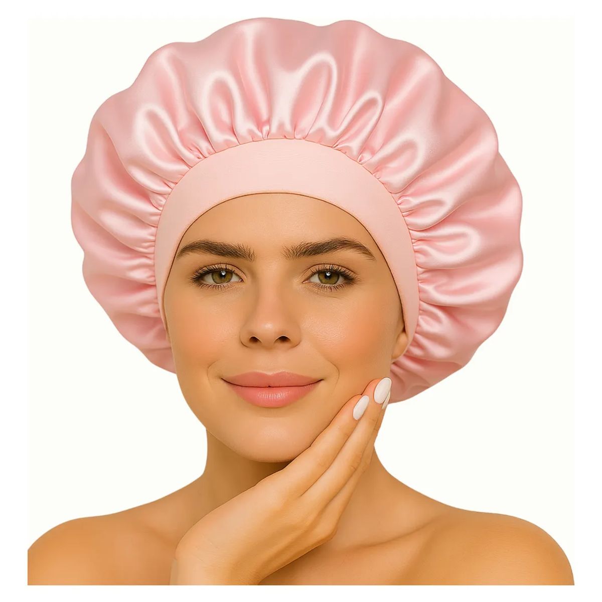 COMPUTECH - Gorro Satin Para Dormir Cabello Rizado Y Liso Evita Enredos