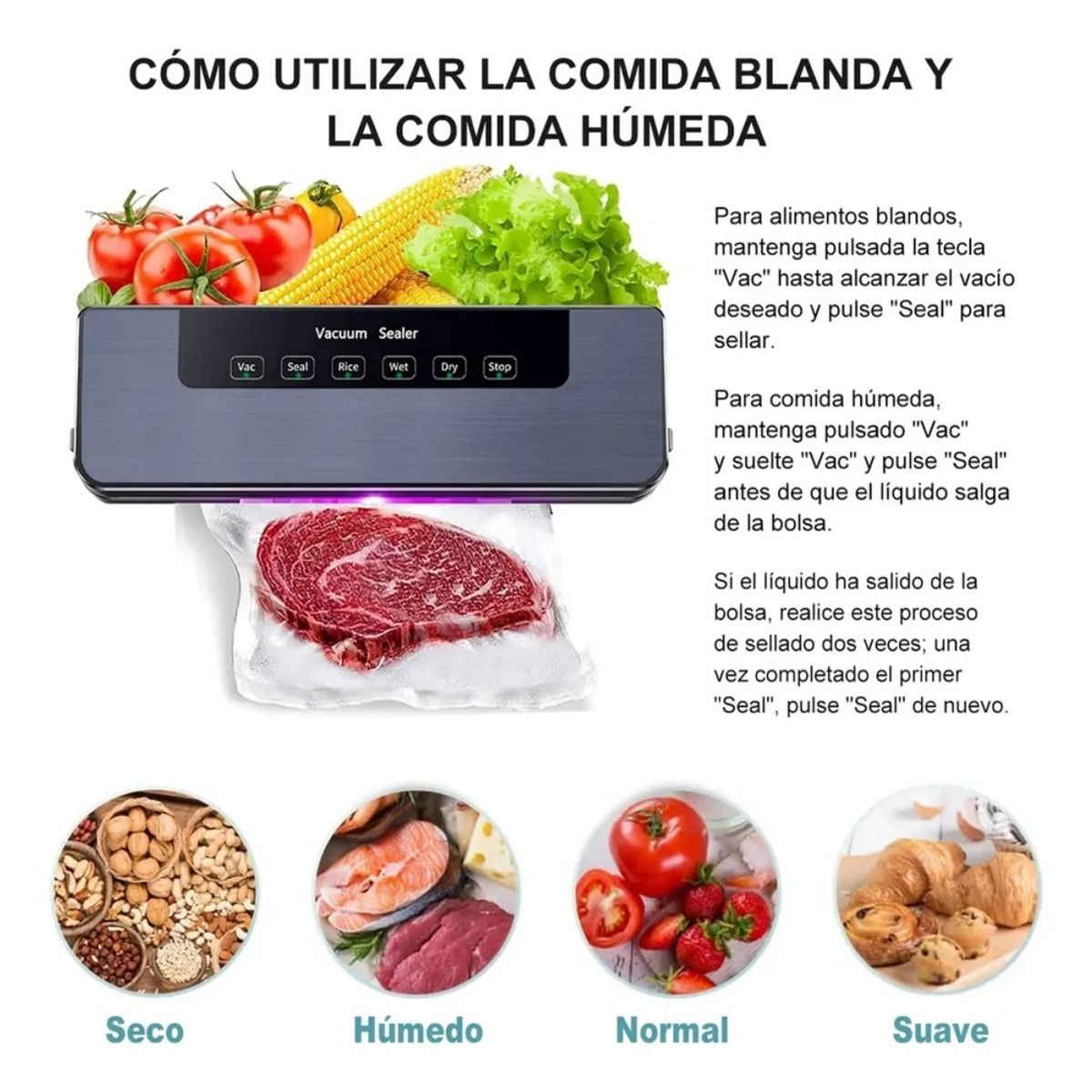 MUNDO MAGIA - Maquina Selladora Al Vacío Sellar Alimentos + 50 Bolsas