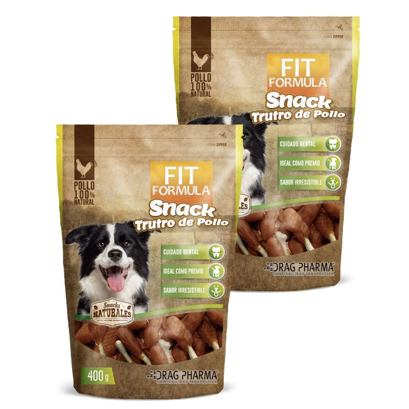 FIT FORMULA - Pack 2 Snack Trutro De Pollo Perro Mascota 400 g