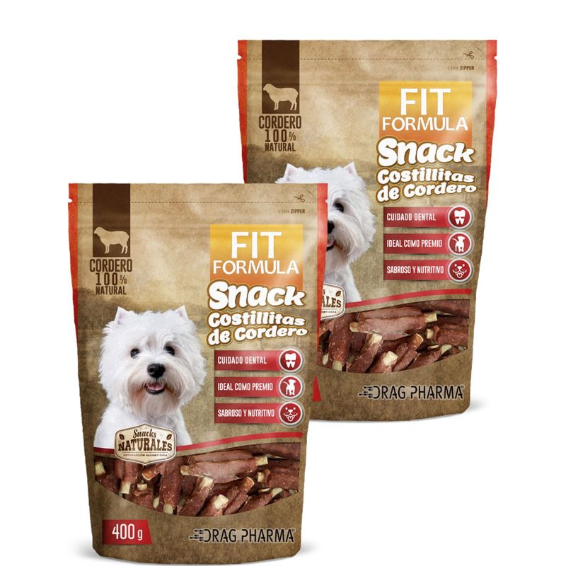 FIT FORMULA - Pack 2 Snack Cordero Perro Mascota 400 g
