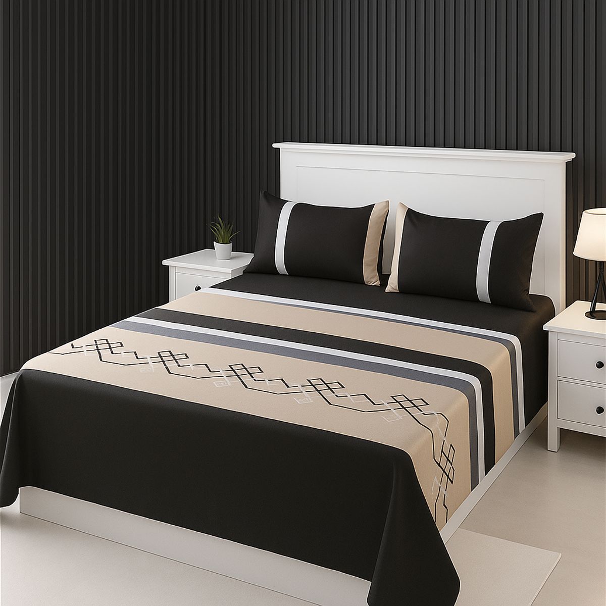 ARMONIA - Juego de sábanas 2 plazas 144 hilos clásicas diseño 762