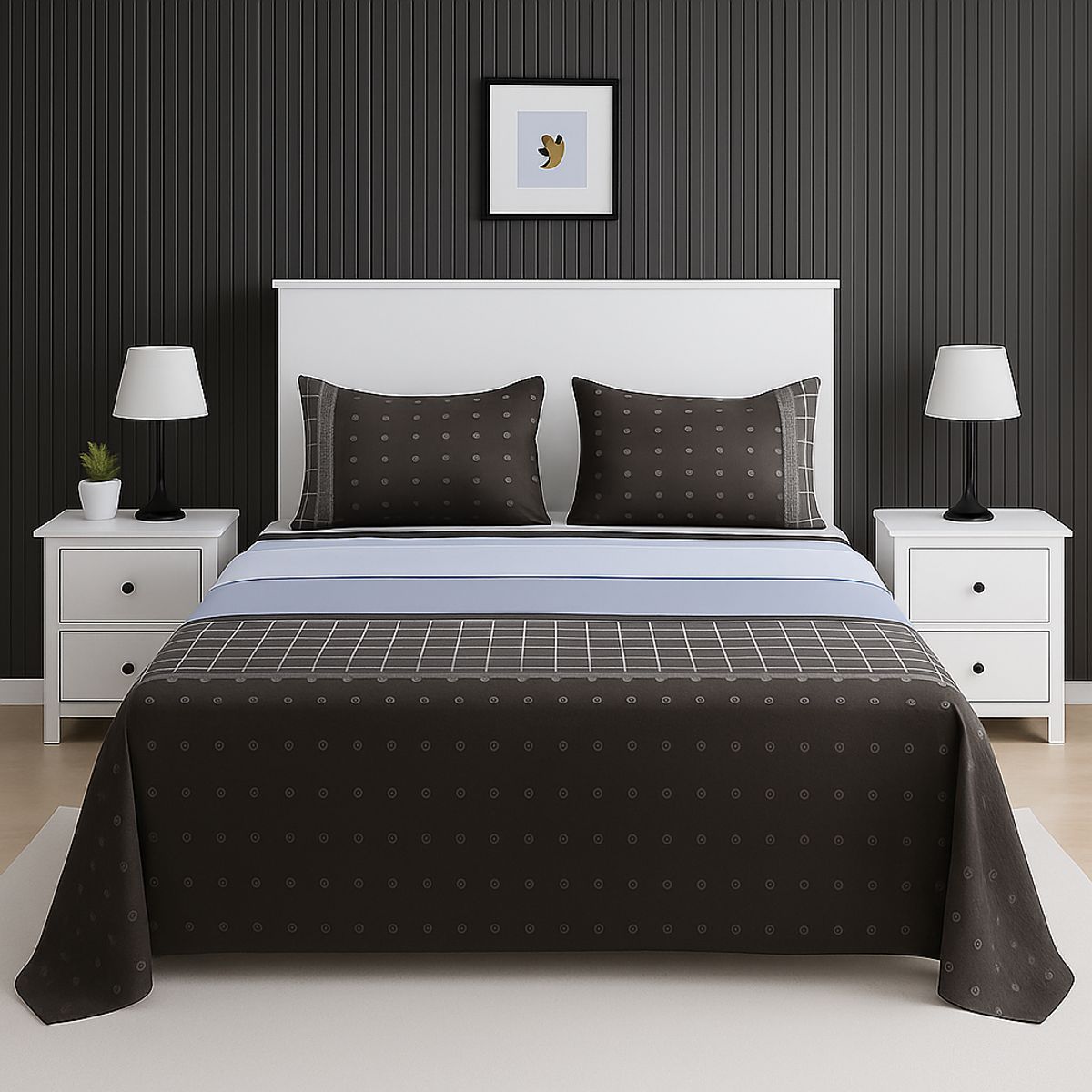 ARMONIA - Juego de sábanas 2 plazas 144 hilos clásicas diseño 762