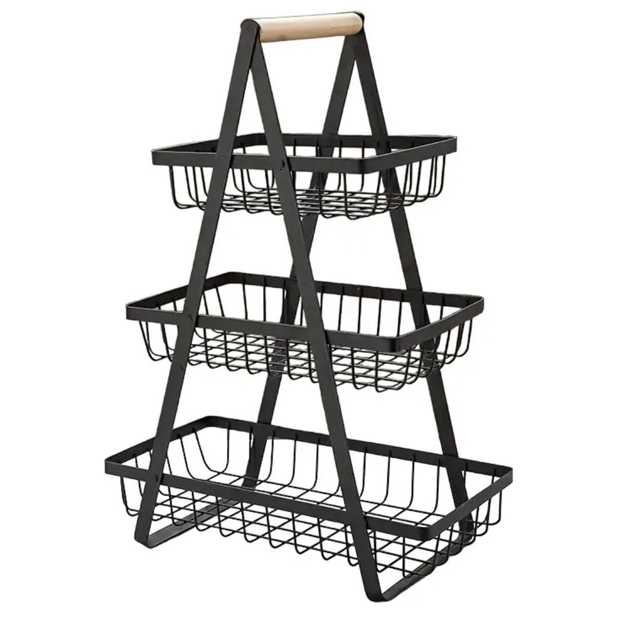 UNIVERSAL - Cesta Frutas Vegetales Organizador Multiuso 3 Niveles Negro