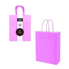 MOTARRO - Bolsas De Papel Regalo Kraft Con Manilla Pack 12 Lila