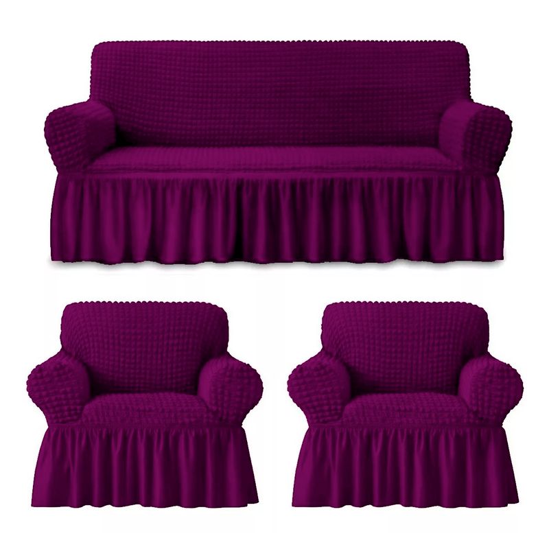 POLATTI - Juego de Fundas 3+1+1 Fundas de Sofás Cubre sillones Turcos Vino