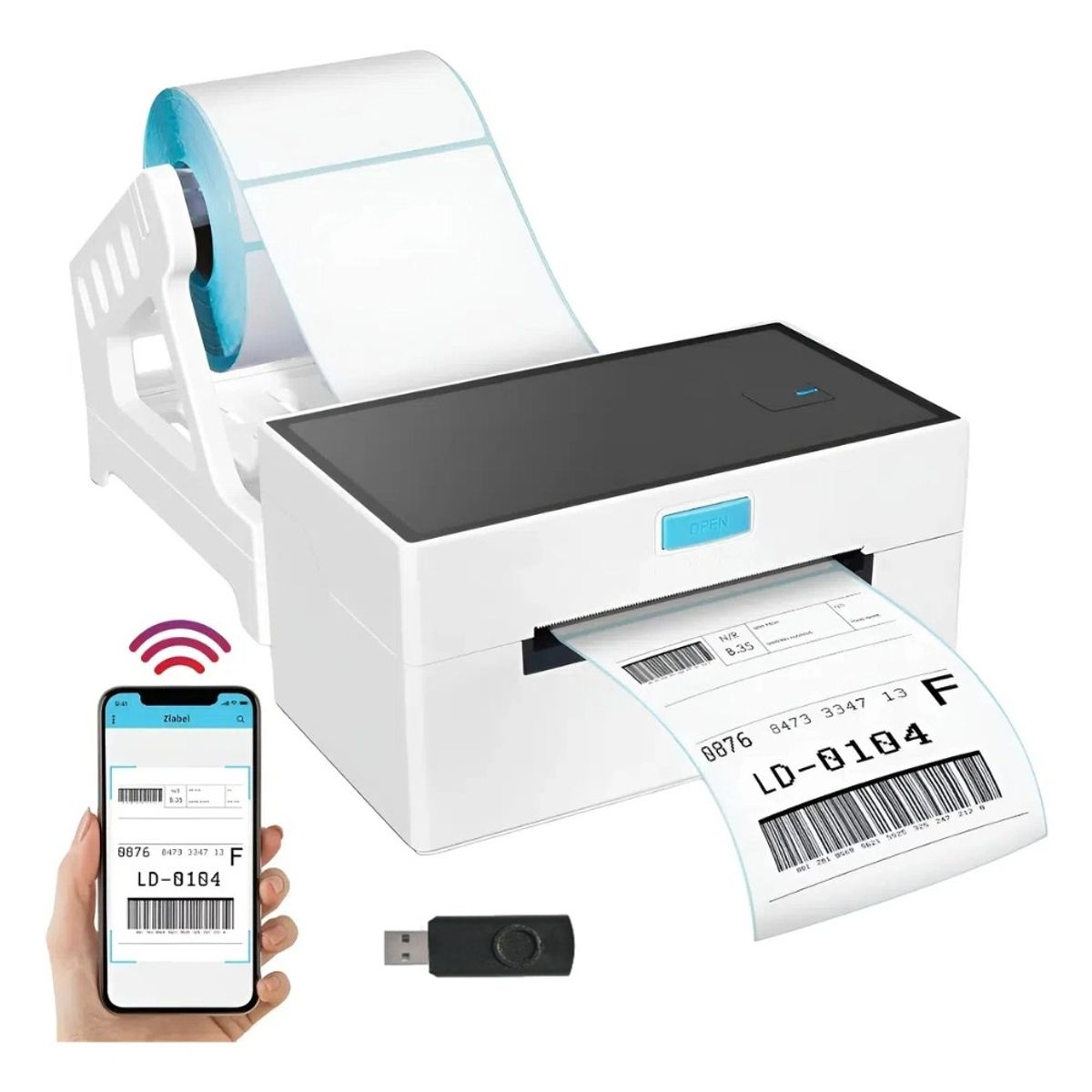 ADLIU - Impresora Térmica De Etiquetas Adhesiva + Etiquetas