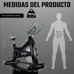 CENTURFIT - Bicicleta Spinning Estatica Inercia 13 Kg Home Fitness Pro