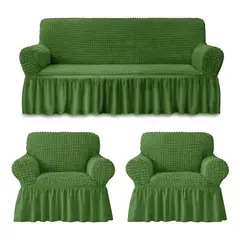POLATTI - Juego de Fundas 3+1+1 Fundas de Sofás Cubre sillones Turcos Verde