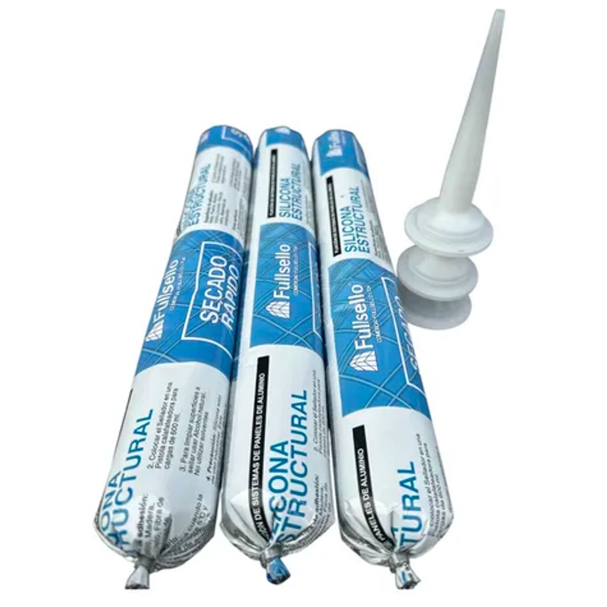 FULLSELLO - Pack x3 Silicona Estructural Negra 600ml Fullsello Secado Rapido