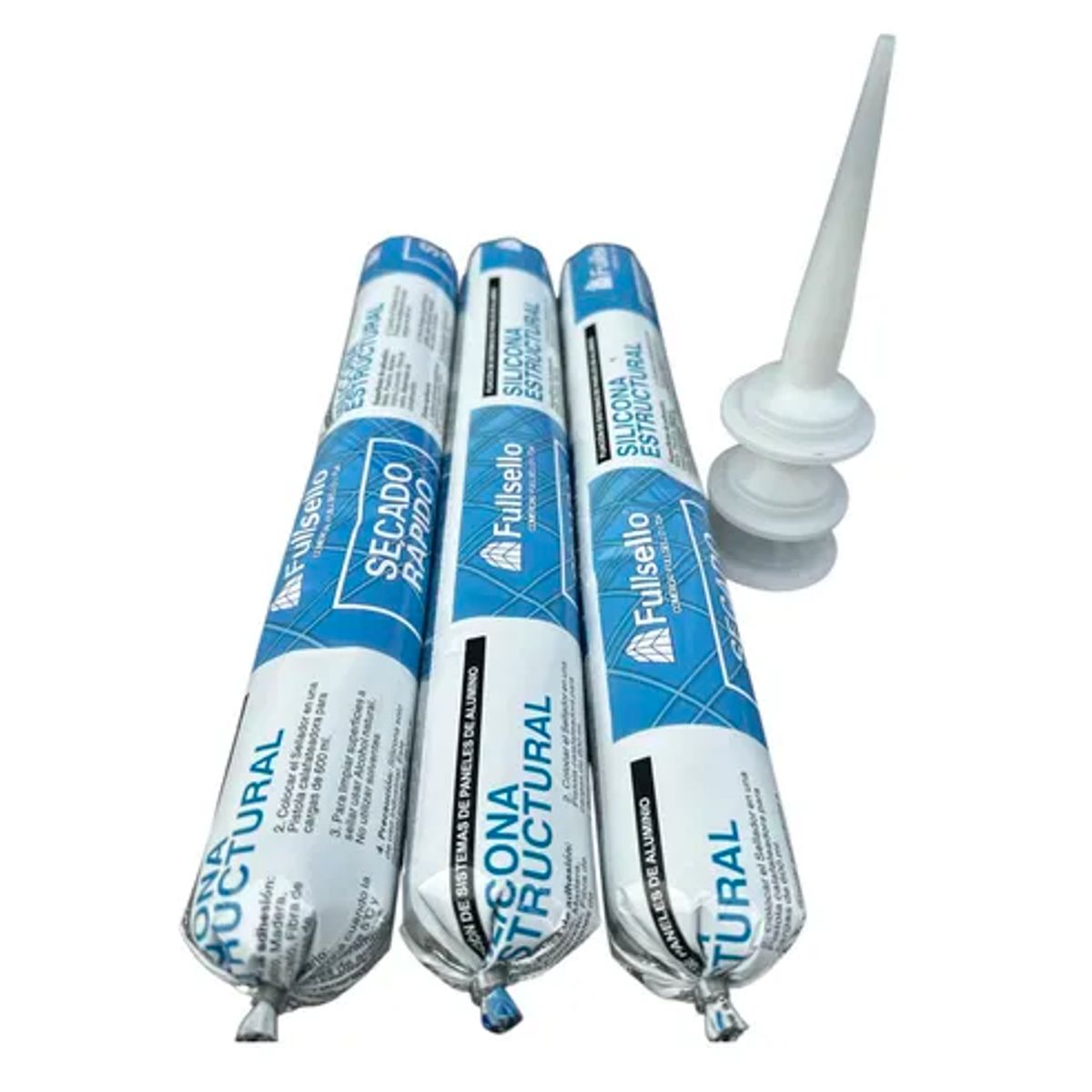 FULLSELLO - Pack x3 Silicona Estructural Negra 600ml Fullsello Secado Rapido