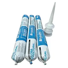 FULLSELLO - Pack x3 Silicona Estructural Negra 600ml Secado Rapido