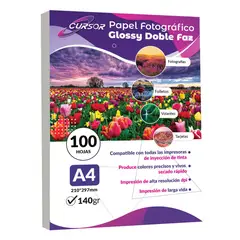 CURSOR - Papel Fotografico Glossy A4 Doble Cara 140 Gr X 100Hojas