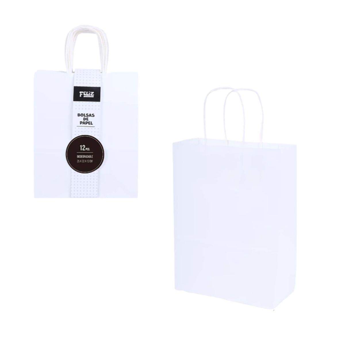 MOTARRO - Pack 12 Bolsas Ecológicas De Papel Colores 22cmX16cmX8cm