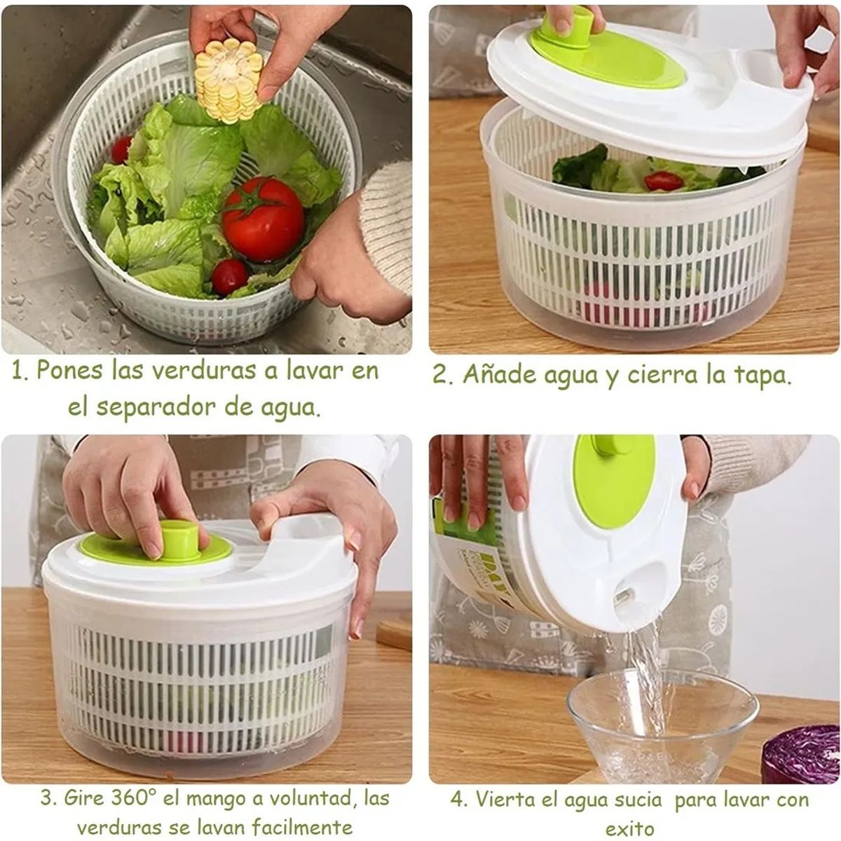 GENERICO - Escurridor Vegetales Centrifugador Verduras Secador Verduras