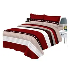 GENERICO - Cubrecama Quilt Verano 2 Plazas - Arrow Rojo KFL621