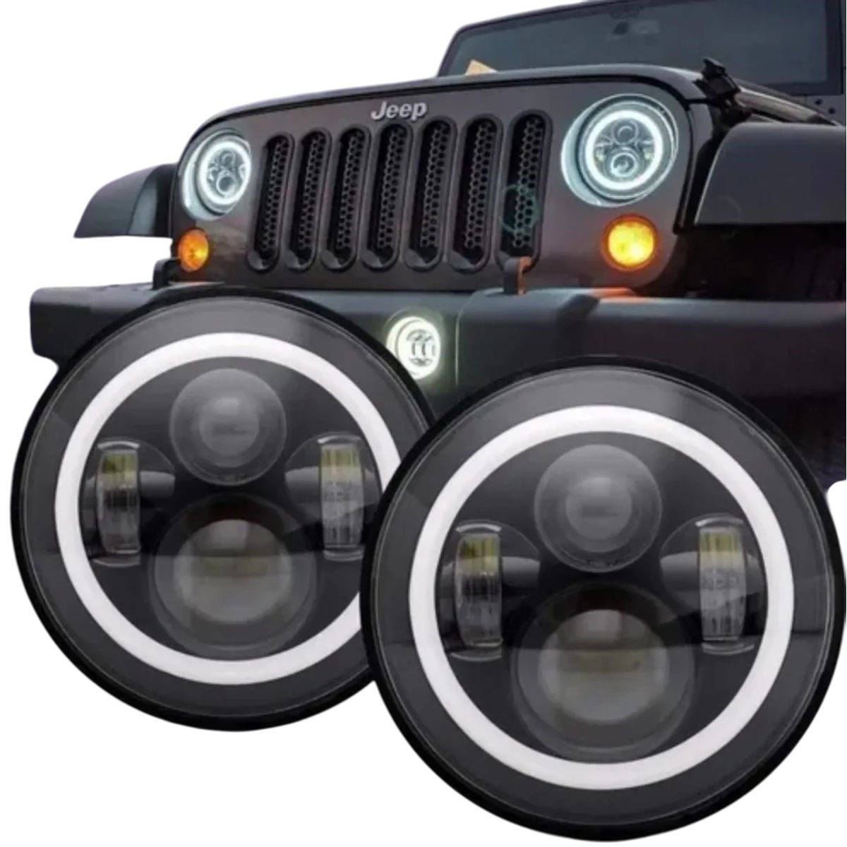 GENERICO - Focos Led 7 Pulgadas H4 Redondo Alta Y Baja Ojo De Ángel