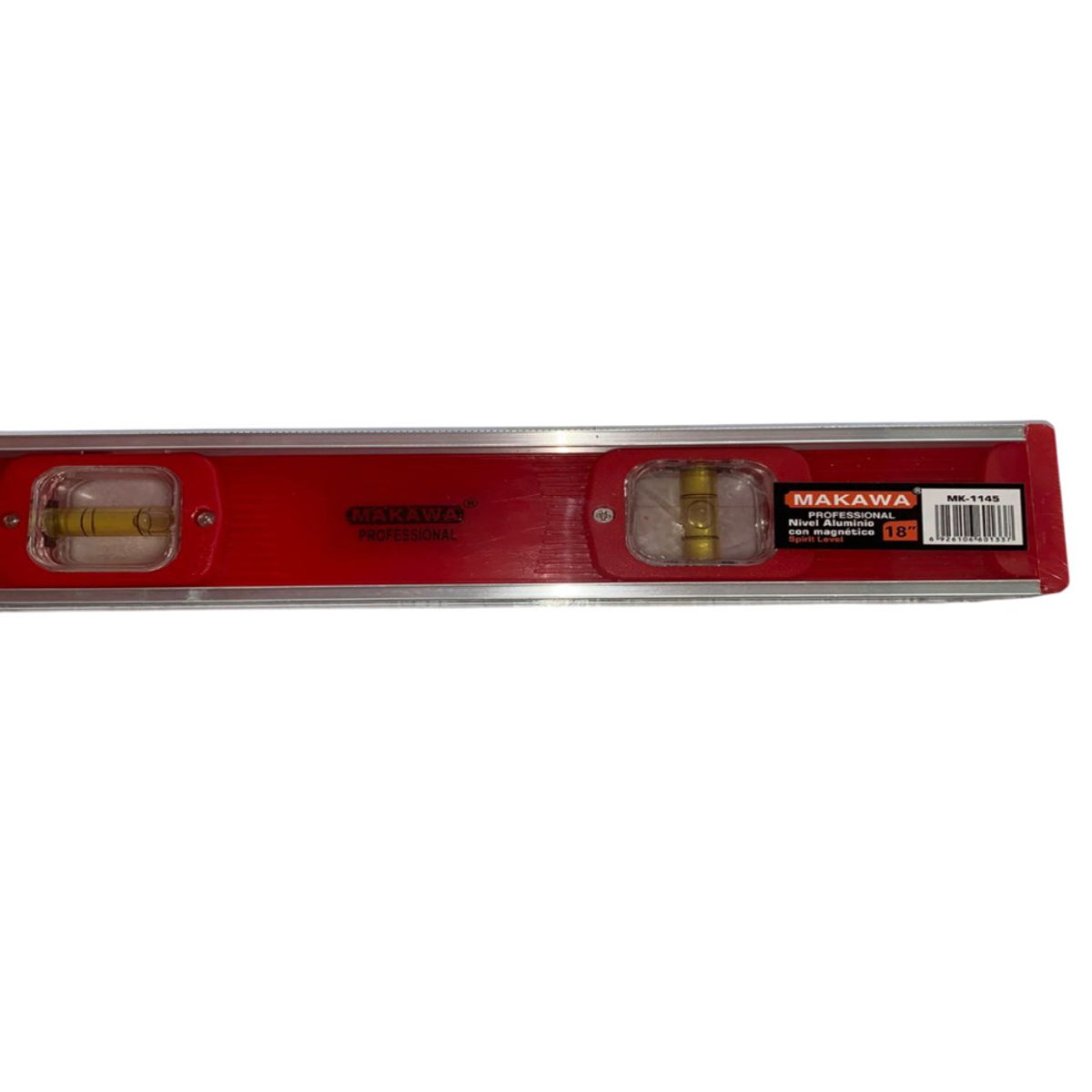 MAKAWA - NIVEL DE ALUMINIO 18 ROJO CON IMAN MAKAWA