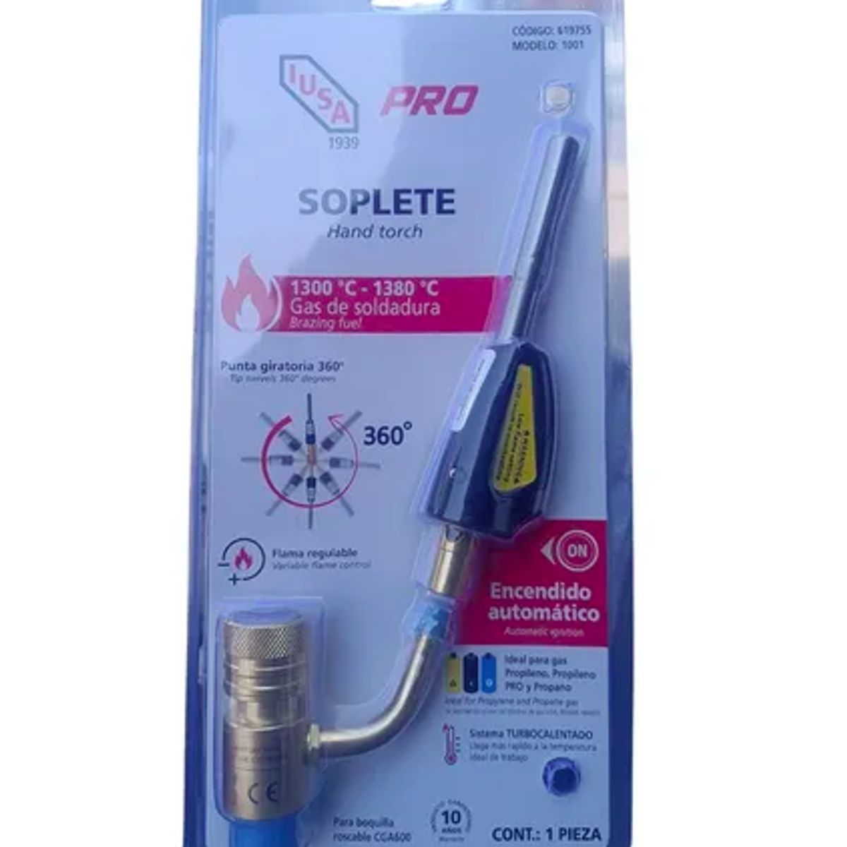 GENERICO - Soplete Punta Giratoria Enc Auto Pgas Mapp Soldar En Plata