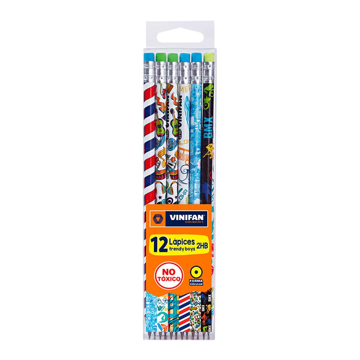 GENERICO - Lápiz Grafito 2HB Diseño Trendy Boys - Set 12 uds