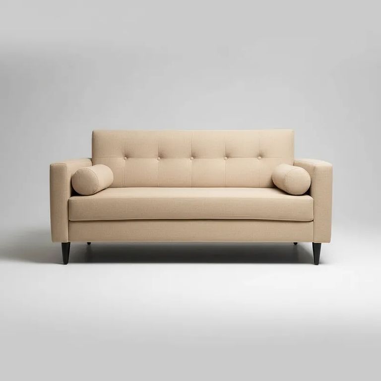 Sofa 3 Cuerpos Retro - Tela Repelente a Liquidos - Facil Limpieza Beige
