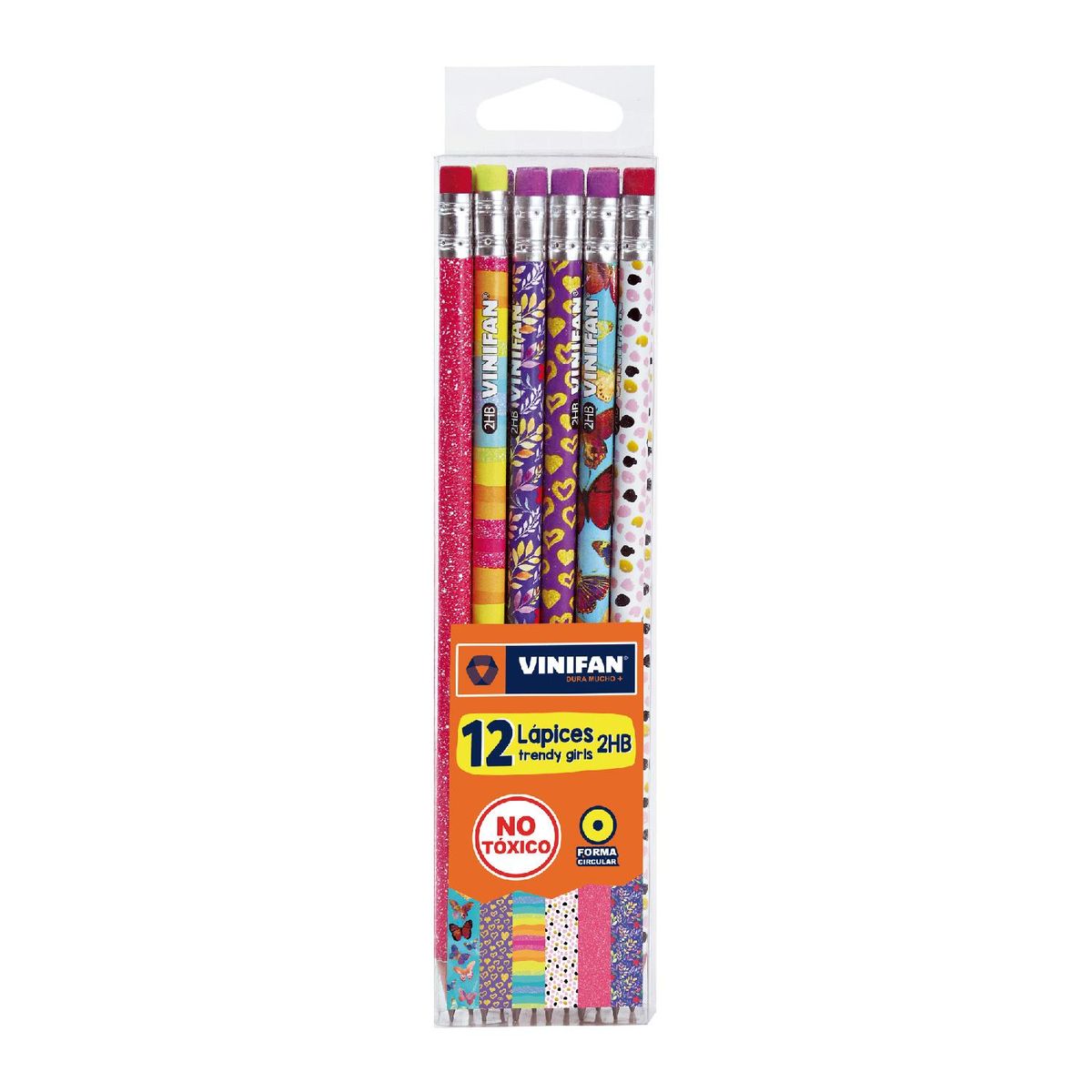 GENERICO - Lápiz Grafito 2HB Diseño Trendy Girls - Set 12 uds