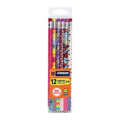 GENERICO - Lápiz Grafito 2HB Diseño Trendy Girls - Set 12 uds