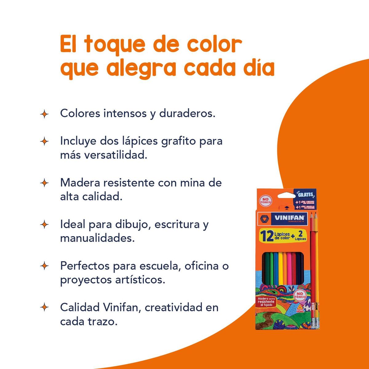 GENERICO - Lápices de Colores + Dos Lápices Vinifan - Set 12uds