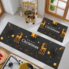GENERICO - Set De 2 Alfombra Para Cocina, Pasillo O Pie De Cama Navidad