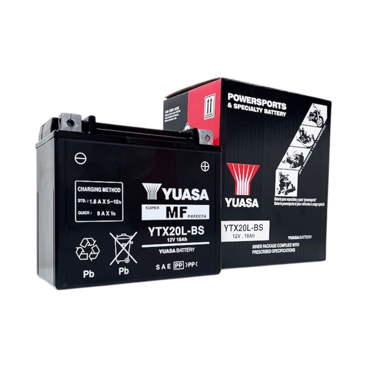 YUASA - Batería de Moto 18 Ah Positivo Derecho 270 CCA