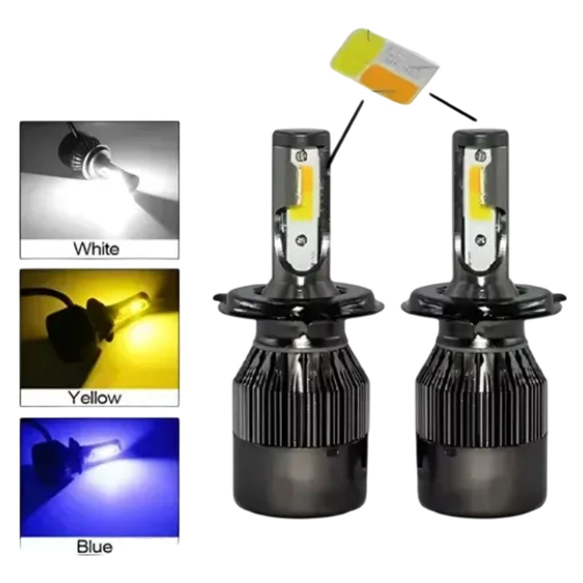 GENERICO - Kit Turbo De Foco Led H4 48w 6500 Lúmenes 3 Tonos Color