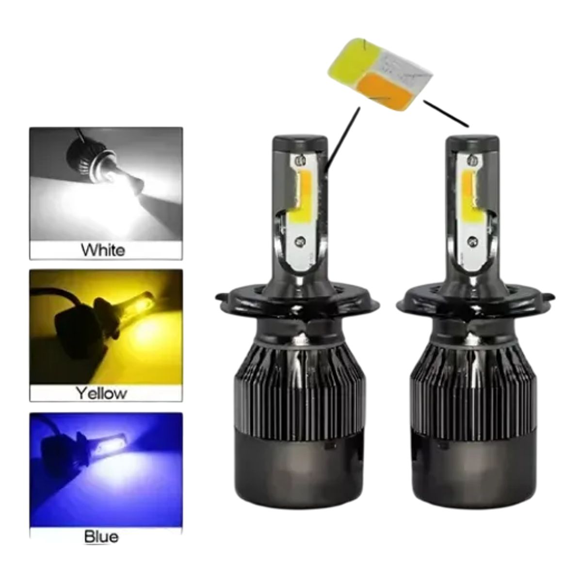 GENERICO - Kit Turbo De Foco Led H4 48w 6500 Lúmenes 3 Tonos Color