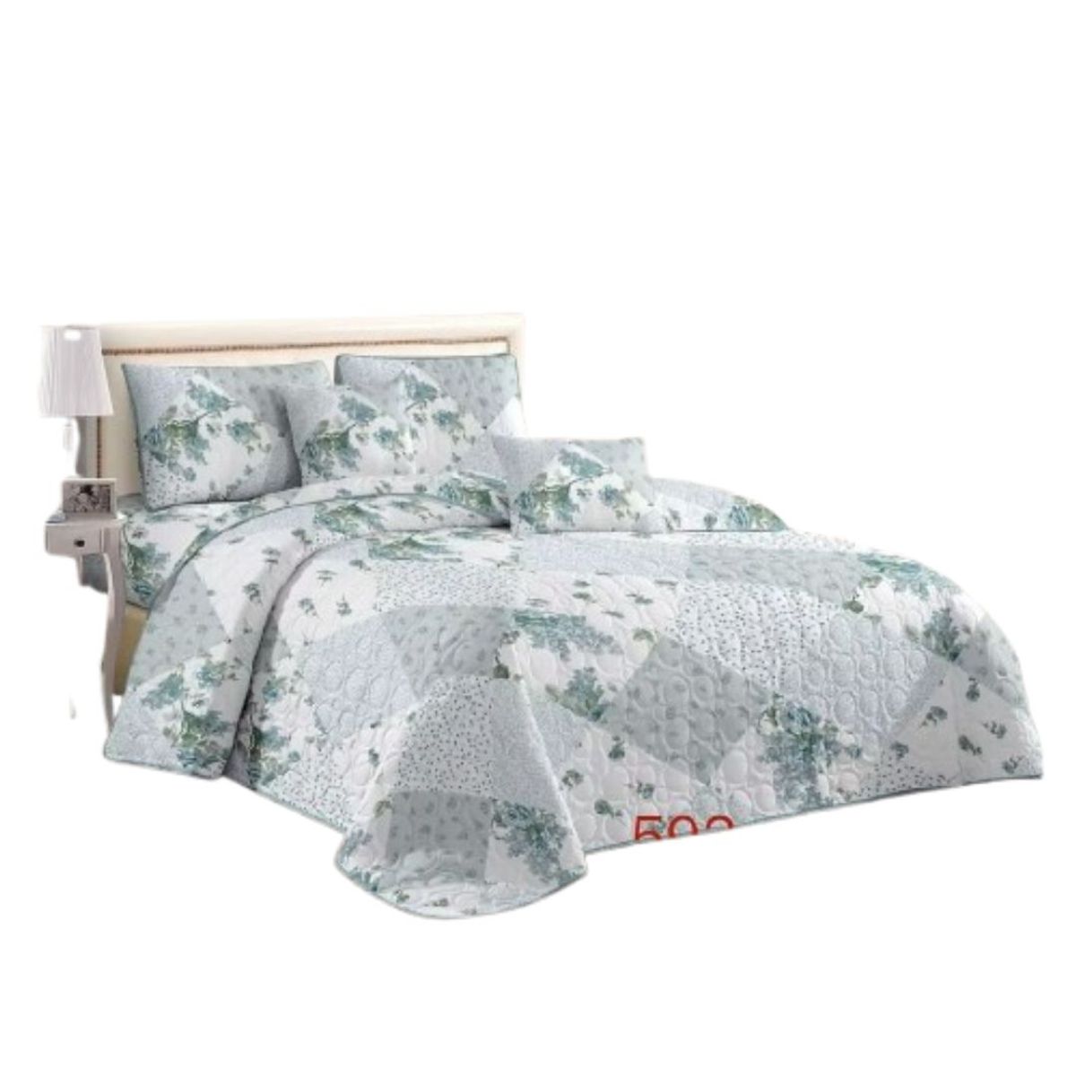 GENERICO - Cubrecama Quilt Verano 2 Plazas - Patchwork Verde KFL593