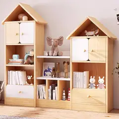 GENERICO - Librero Infantil Minimalista Madera Con Cajónes 123x127x24cm