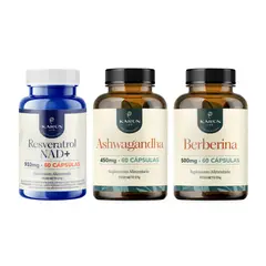 KARUNLIFE - Pack Resveratrol Nad+ + Ashwagandha + Berberina - 180 Cap Karun Life