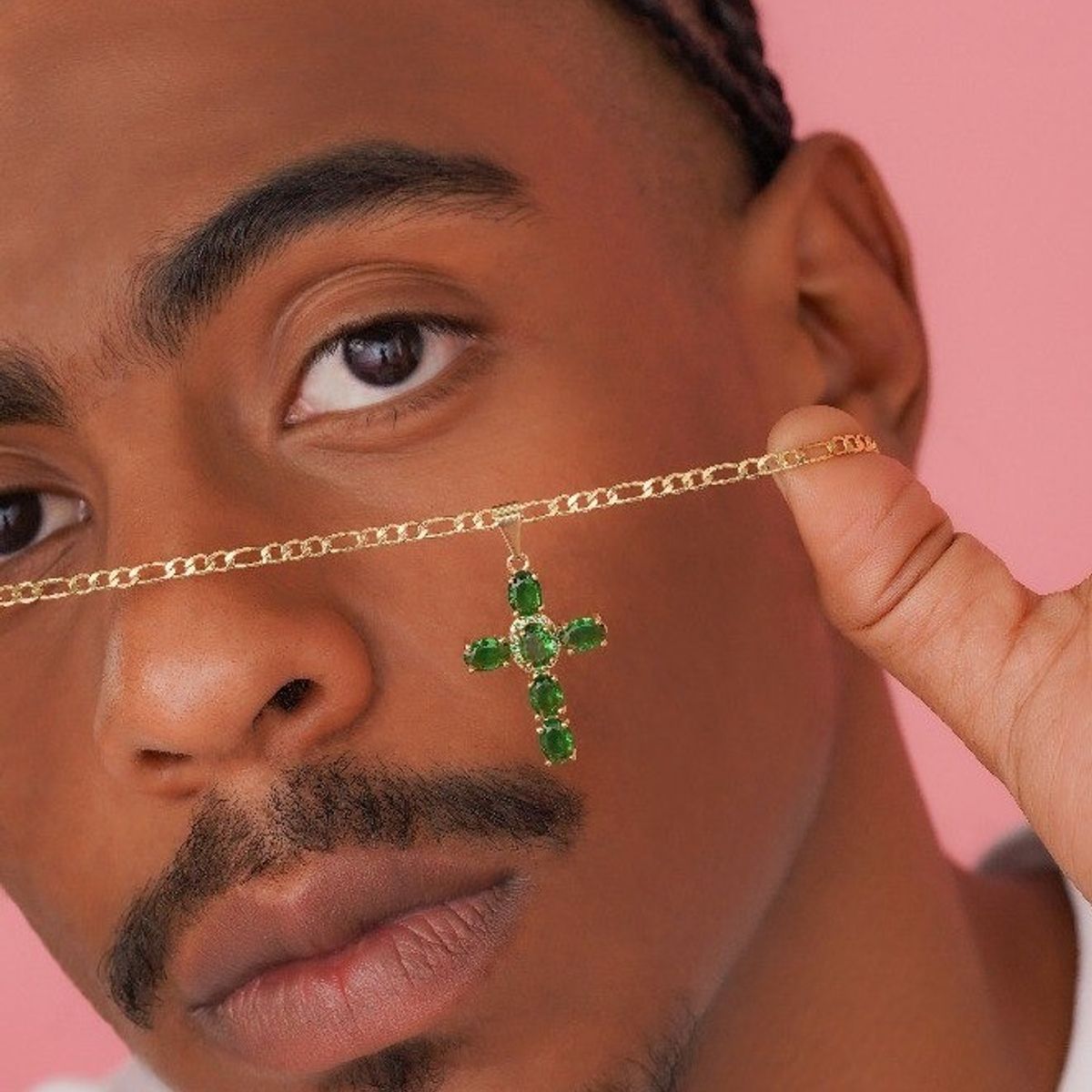 GENERICO - Conjunto cadena clasica y colgante cruz en oro laminado 18k